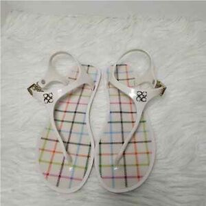 Coach White Plaid Jelly Sandals